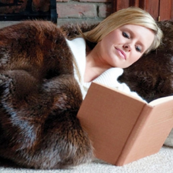 Adirondack Beaver Fur Throw Blanket Vintage Brown Fur Throw